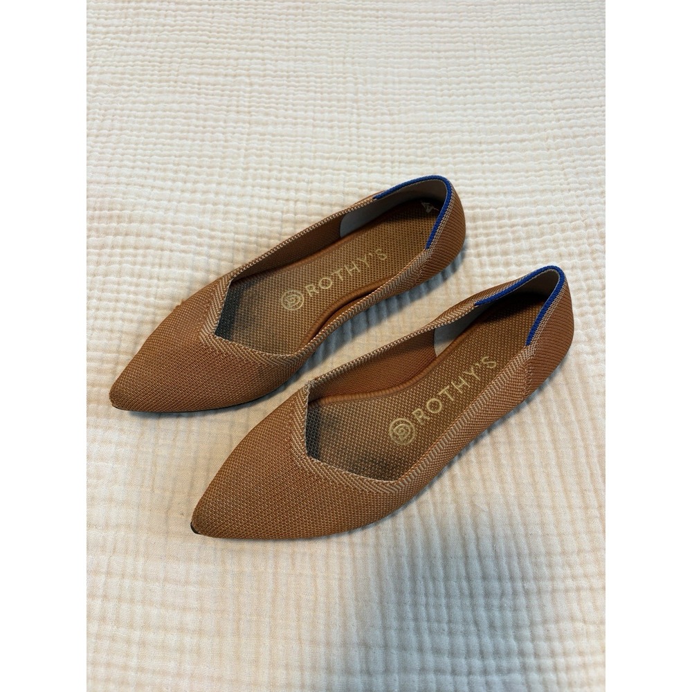 Rothys The Point Grey Black Knit Pointed Toe Flats Womens Size 6.5 Washable Shoe